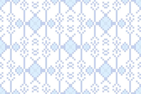 Seamless geometric pixel fabrics art pattern on white background design decoration for a variety of fabrics.