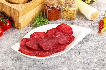 Smoked beef meat - Pastrami slices