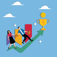 Team achievement or teamwork to achieve the target