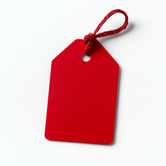 Blank Red Price Tag on White Background