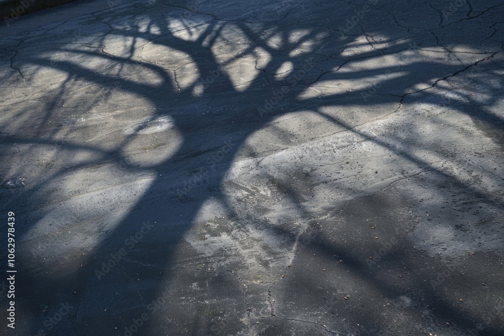 Aufkleber intricate tree shadow casting patterns on a textured surface, highlighting the interplay of light an