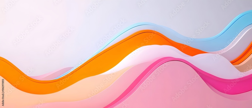 Poster a vibrant abstract wave pattern featuring soft pastel colors and smooth curves, perfect for a calmin