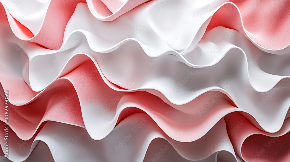Poster flowing layers of soft pink and white fabric create a gentle wave pattern in texture