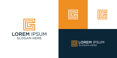Letter GC CG C G with square logo icon design vector design template inspiration