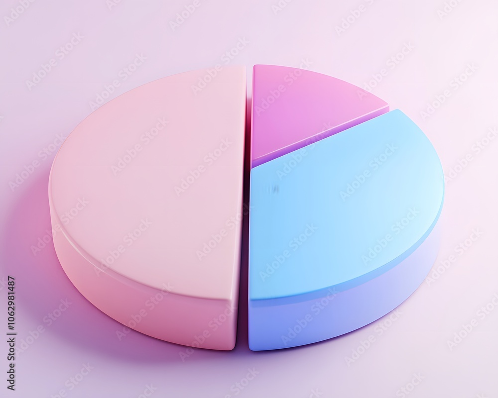 Aufkleber colorful segmented pie chart model in pink and blue, perfect for illustrating data and presentations