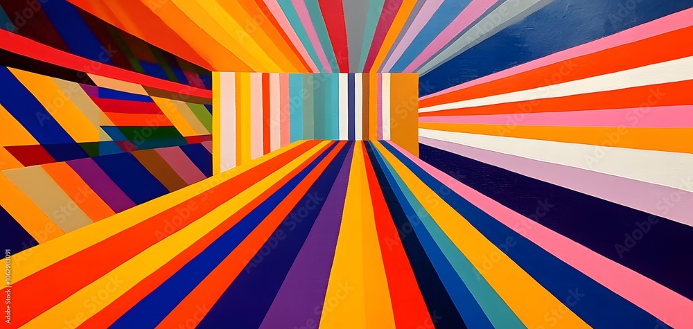 Poster vibrant abstract artwork featuring dynamic lines and bold colors, creating an energetic and visually
