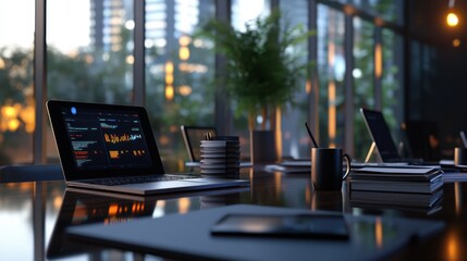 Naklejka premium The Modern Workspace With Laptop