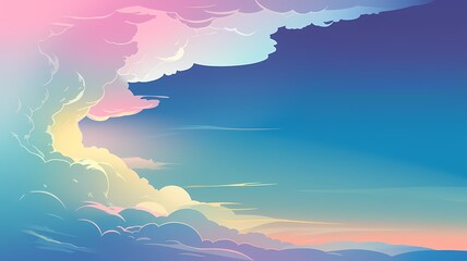 An illustration of a serene sky with soft, pastel-colored clouds.
