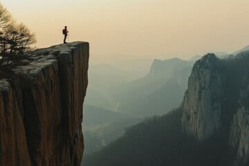 A man who climbed to the top of the mountain, success, goal, purpose, dreams come true