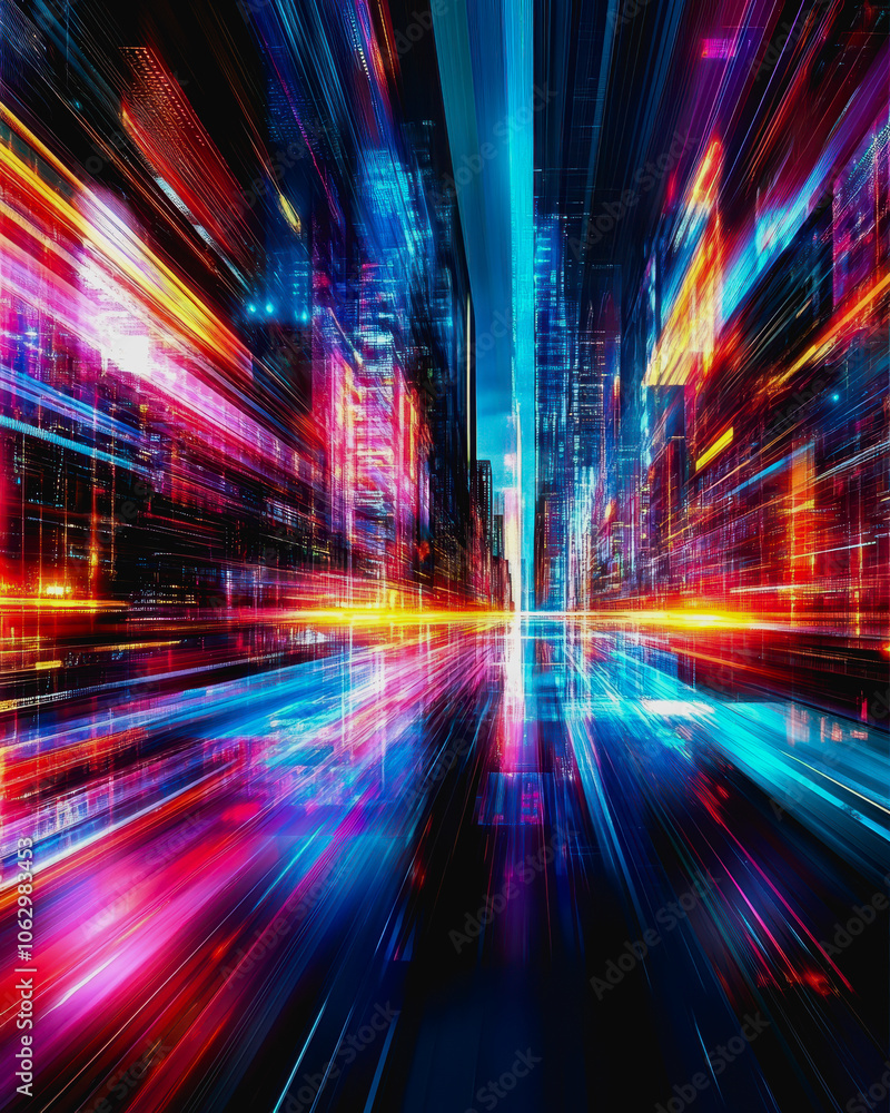 Aufkleber a vibrant abstract digital composition showcasing glowing lights and dynamic motion elements. perfec