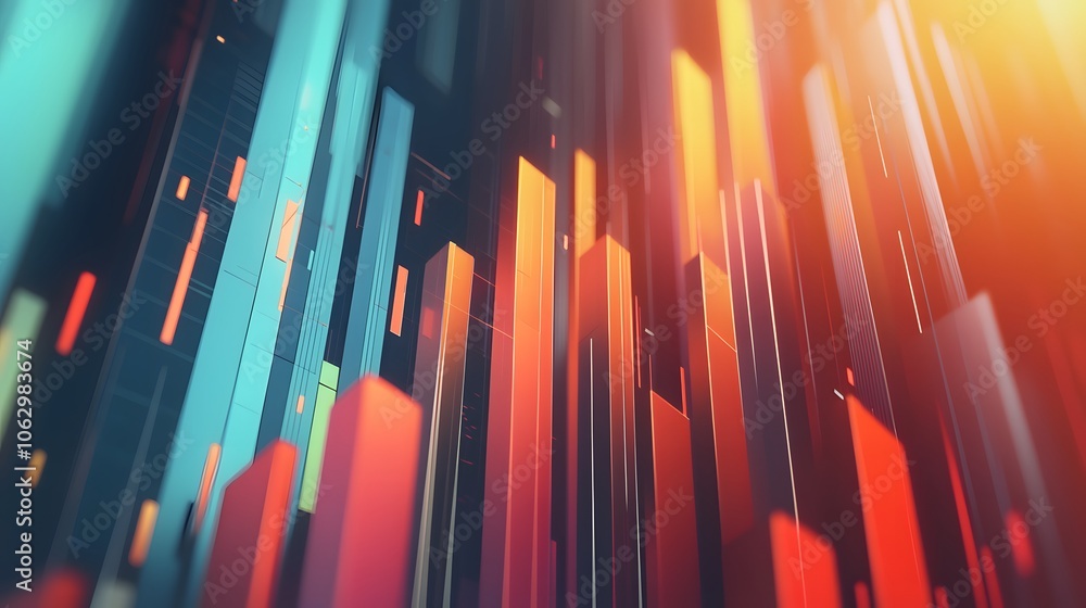 Poster vibrant, abstract lines in blue, orange, and red create a dynamic visual experience, perfect for mod
