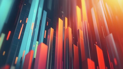 Fototapeta premium Vibrant, abstract lines in blue, orange, and red create a dynamic visual experience, perfect for modern digital art projects.