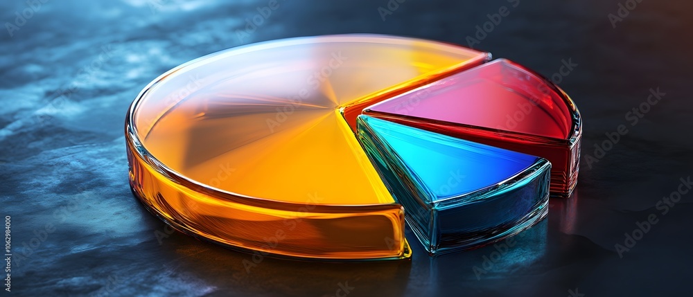 Poster vibrant pie chart with colorful segments, ideal for visualizing data and enhancing presentations or 