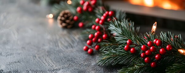 Christmas Decor with Pine and Berries