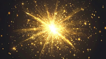 Naklejka premium Abstract Golden Starburst with Glittering Particles