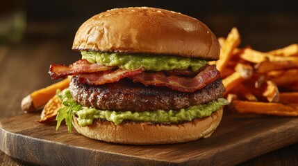 Close-up of a mouthwatering burger with a perfectly