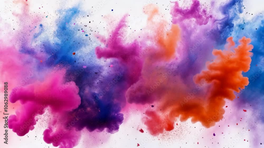 Poster colorful powder explodes in a burst of vibrant colors, creating a dynamic and abstract composition