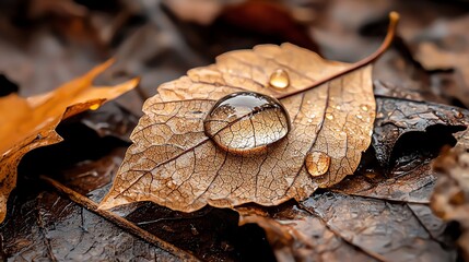 Isolated dew droplet on leaf vein, high contrast, natural textures, soft blurred background, delicate nature details