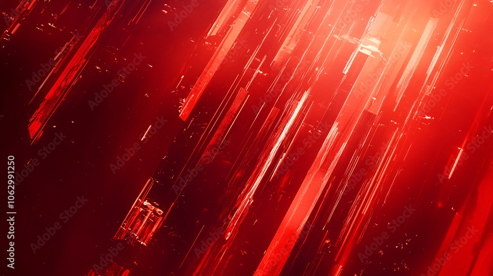 Poster red abstract pattern with vertical lines creating a dynamic visual effect in a digital space