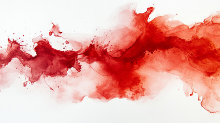 Red abstract watercolor splash creating an artistic effect on a white canvas in a vibrant design
