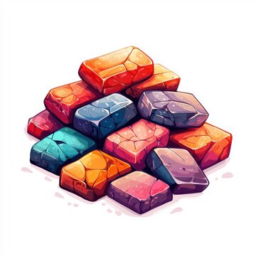 Flat style illustration of bricks, isolated on white, clean and simple design.
