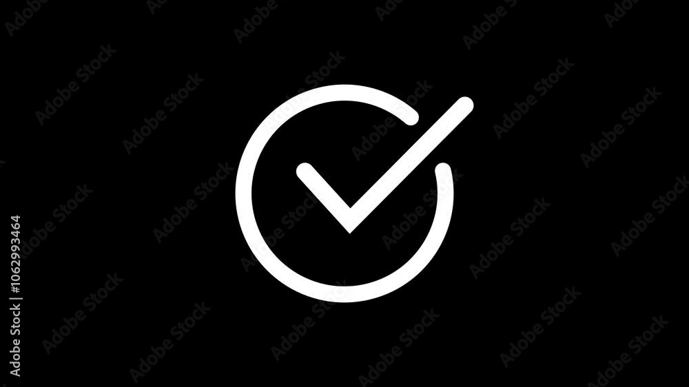 Poster check mark symbol animation in motion graphics representing correctness. tick sign in a circle shape