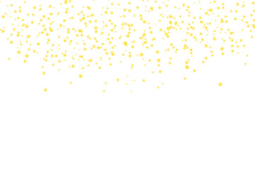 Glitter dust effect falling on transparent background. Gold glitter light dust and stars confetti. Golden sparkle particles. Magic gold dust rain. Luxury holiday decoration design elements. PNG