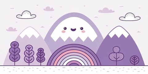 minimalist cute cartoon purple geometric background