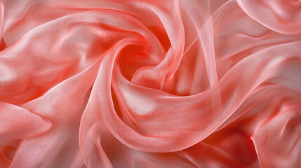 Obraz premium Soft, flowing coral fabric draping elegantly in natural light during the daytime