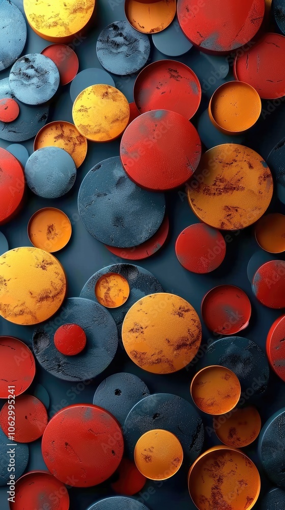 Poster abstract background of overlapping circles with minimal colors. illustration.