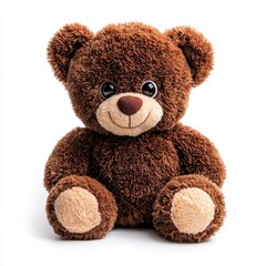 Obraz premium Teddy bear isolated on white, plush, cute, ideal for children's designs.