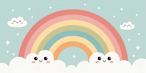 minimalist cute cartoon rainbow stripes background