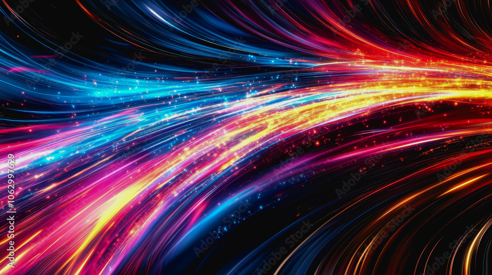 Poster explore this vibrant abstract digital artwork featuring dynamic geometric blocks and flowing lines. 