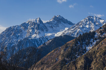 Close up mountain peaks