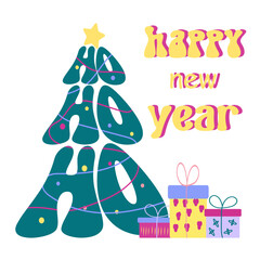 Christmas trees, NO-NO-NO, pine trees, conifers, toys, garlands, snow, star, snowflake, new year. Vector