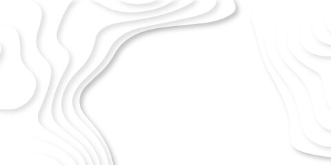 Abstract white paper cut background with lines. Background of the topographic map. White wave paper curved reliefs abstract background. Realistic papercut decoration textured with wavy layers.