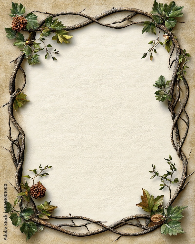 Poster create beautiful nature-inspired frames for your artistic projects using natural elements
