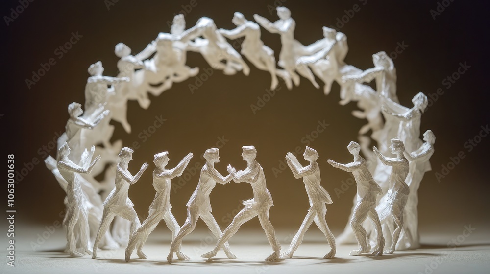 Poster group of interlinked paper figures forming a complete ring, each leaning in for meaningful conversat