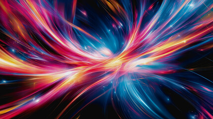 Fototapeta premium Explore a stunning abstract digital artwork featuring vibrant geometric blocks and dynamic light trails, perfect for creative projects and modern designs.