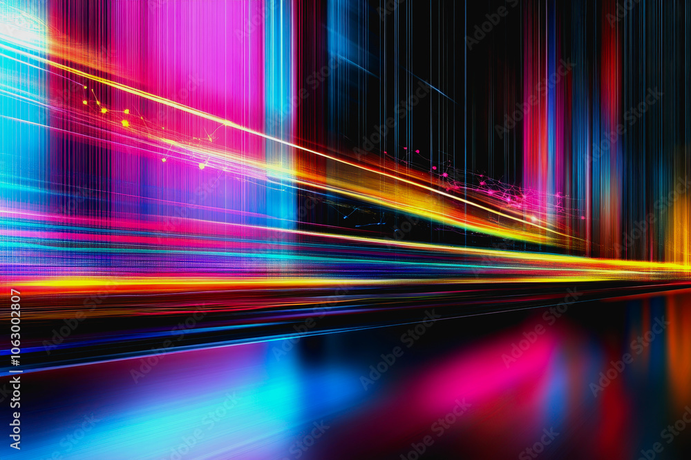Poster an abstract digital artwork featuring geometric blocks and vibrant colors. the dynamic lines create 