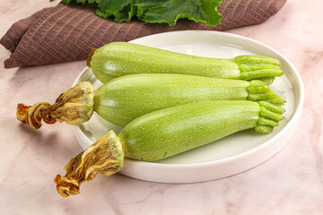 Green young small baby zucchini