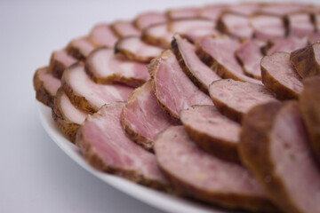 Sliced smoked pork with tender, juicy texture and rich flavor