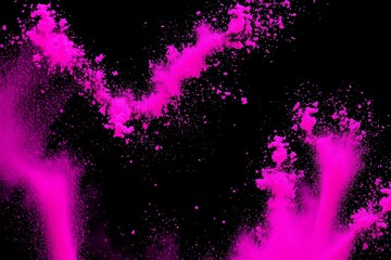 Pink powder explosion with dynamic particles against dark background.generative AI
