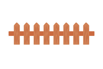 Wooden garden fence border. Flat decorative vector design isolated illustration.