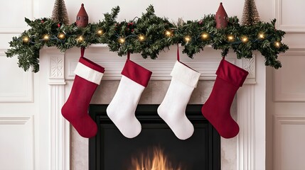 Christmas Stockings Fireplace Decor