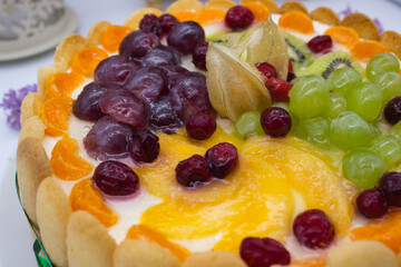 Colorful Fruit Tart Close-Up with Fresh Berries