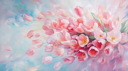 Fototapeta premium Soft Pink Tulips in Gentle Floral Arrangement