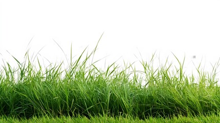 Obraz premium Lush Green Grass Blades Against a White Background