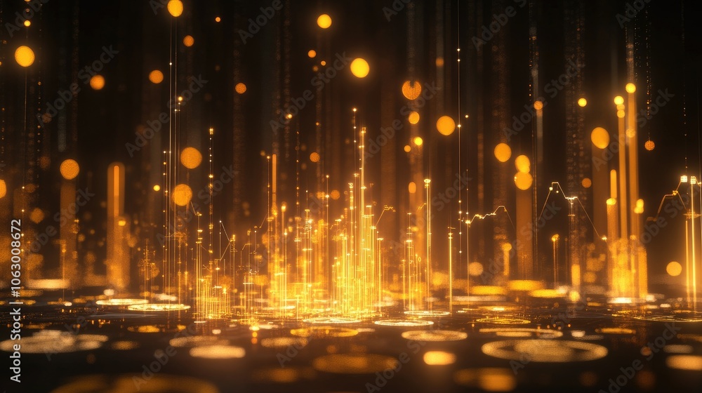 Poster vibrant golden abstract data visualization background