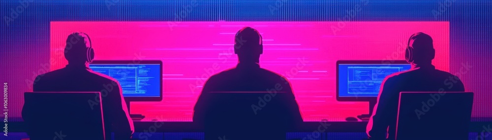 Poster cybersecurity team responding to a data breach in real-time, cyber intelligence, cybersecurity incid